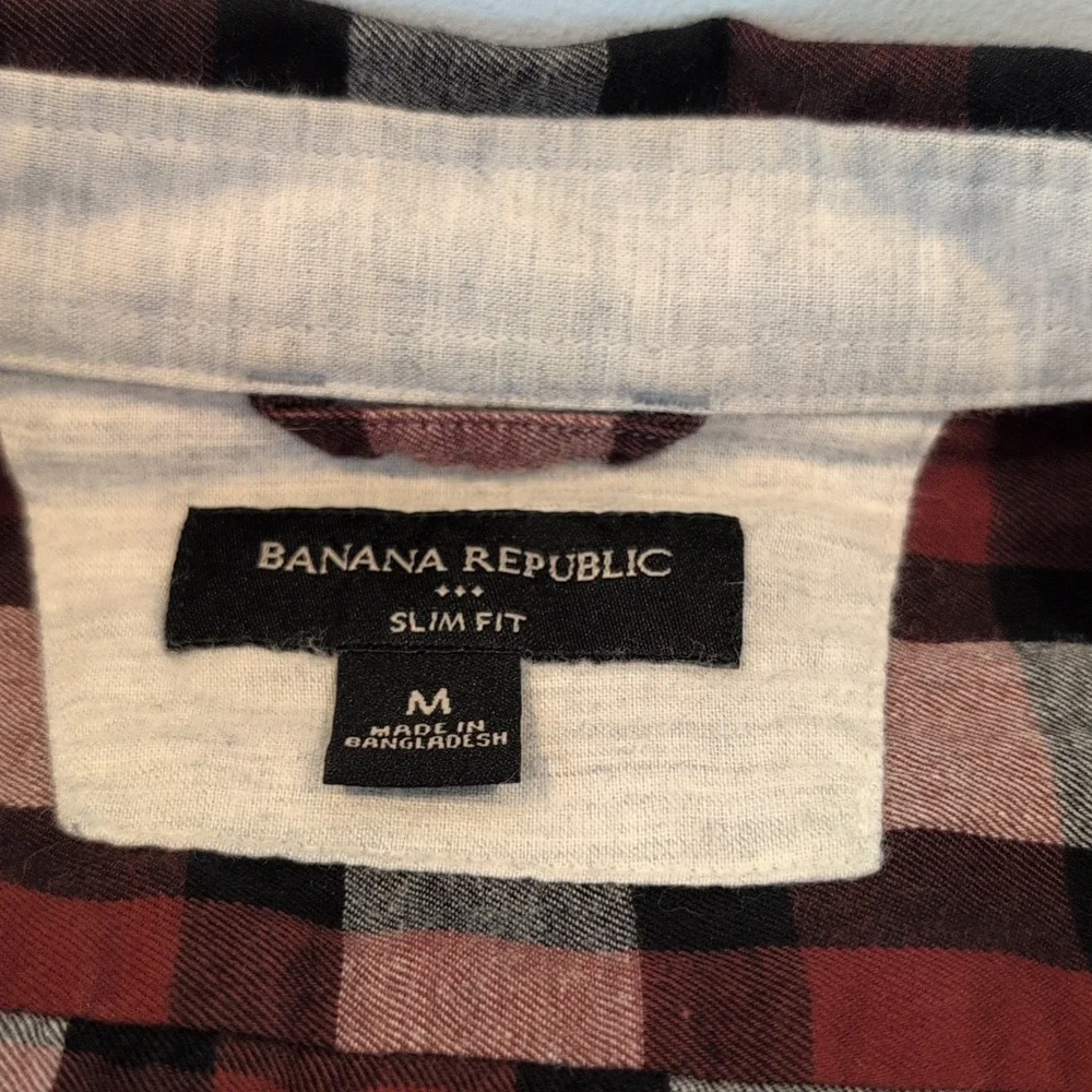 Banana Republic Men's M Slim Fit Plaid Button Down Shirt 100% Cotton